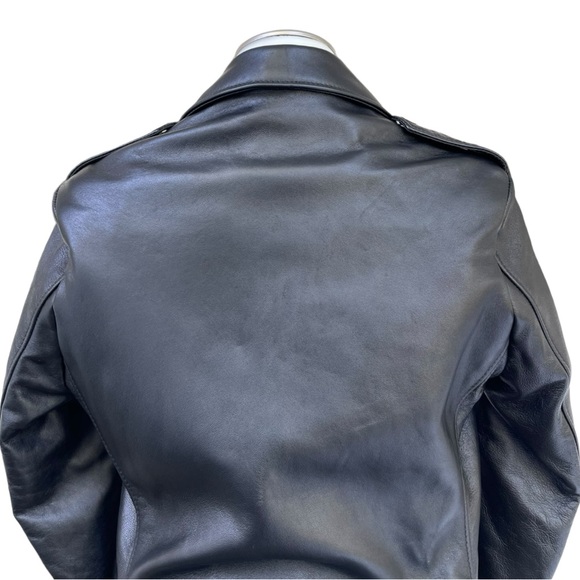SCHOTT NYC Womens M Leather 1 Star Perfecto Moto Jacket Cropped Biker Belted NWT - Picture 9 of 16
